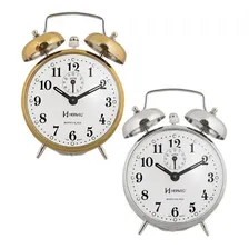 Relógio Despertador Antigo A Cordas Dourado Herweg 2370 Foto mini 4
