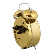 Relógio Despertador Antigo A Cordas Dourado Herweg 2370 Foto mini  3