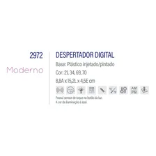Rel贸gio Despertador Digital 2972 Luz Noturna Preto Herweg Foto mini 4