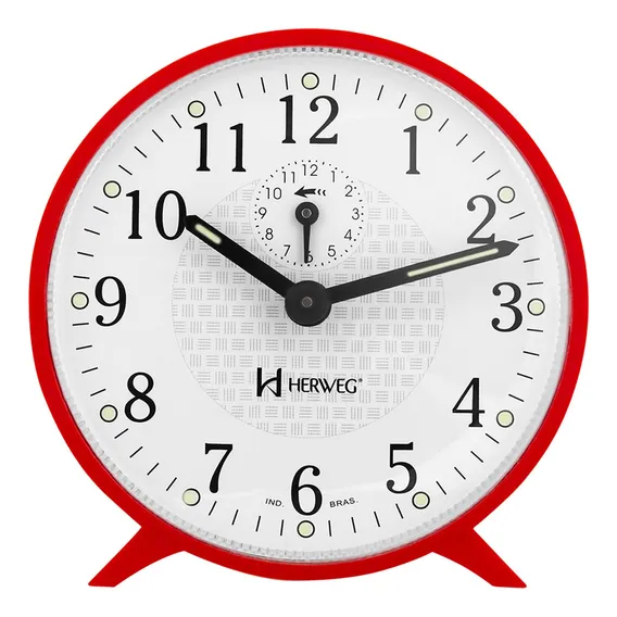 Relogio Despertador Herweg Moderno Vermelho Corda Analogico Foto 1