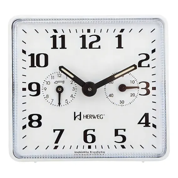 Relógio Despertador Mecânico Branco A Cordas Herweg 2245 Foto 1