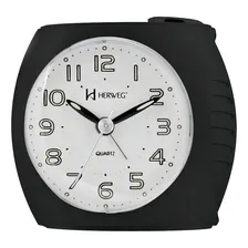 Relogio Despertador mesa e cabeceira Herweg Analógico Preto com luz soneca 2586-034 Foto  mini 1