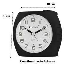 Relogio Despertador mesa e cabeceira Herweg Analógico Preto com luz soneca 2586-034 Foto mini 4