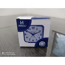 Relogio Despertador Quadrado Analógico Branco Herweg Foto mini  3