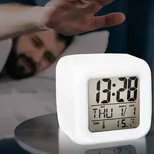 Rel贸gio Digital Cubo Led Colorido Alarme Despertador Foto mini 3
