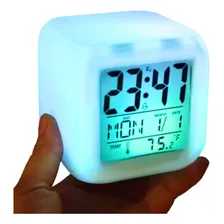 Rel贸gio Digital Cubo Led Colorido Alarme Despertador Foto mini 1