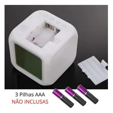 Relógio Digital Despertador Cubo Colorido 7 Led Luz Alarme Foto mini  3