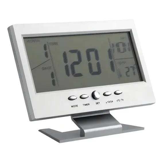Rel贸gio Digital Lcd Data Hora Alarme Temperatura Led Foto 1