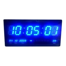 Relogio Digital Led Escritorio Igreja Academia Hospital 46cm Estrutura Rel贸gio Led Digital Vermelho Verde Azul Fundo Rel贸gio Led Digital Fundo Preto Foto mini 3