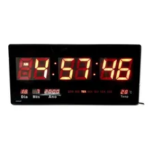 Relogio Digital Led Escritorio Igreja Academia Hospital 46cm Estrutura Rel贸gio Led Digital Vermelho Verde Azul Fundo Rel贸gio Led Digital Fundo Preto Foto mini 2