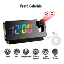 Relógio Digital Projeção Da Hora Parede Alarme Temperatura Foto mini 4
