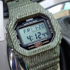 Rel贸gio digital Skmei 1471ag Rel贸gio masculino verde Foto mini 3
