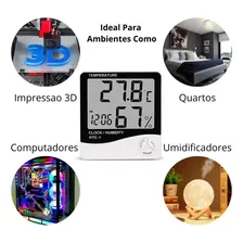 Rel贸gio Digital Temperatura Umidade Termo-higr么metro Foto mini 4