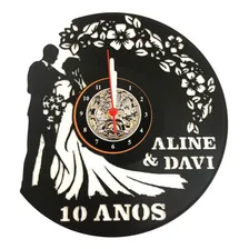 Relógio Disco De Vinil Casamento Personalizado Presente Estrutura Preto Foto  mini 1