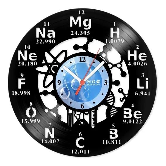 Relógio Disco De Vinil Profissões Química - Vpr-120 Estrutura Preto Fundo Preto Foto 1