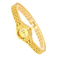 Relógio Dourado Feminino De Pulso Quartz Mini + Bracelete Foto mini  2