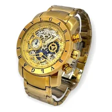 Relógio Dourado Skeleton Bvlgari Aço Inoxidável Dourado fundo branco Foto  mini 1