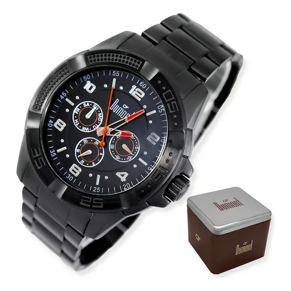 Rel贸gio Dumont Masculino Crono Preto Du6p29aci/4p Foto 1