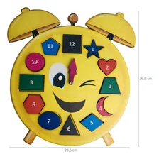 Rel贸gio Educativo Pedag贸gico M茅todo Montessori Formas Geom茅t Cor Amarelo Foto mini 1