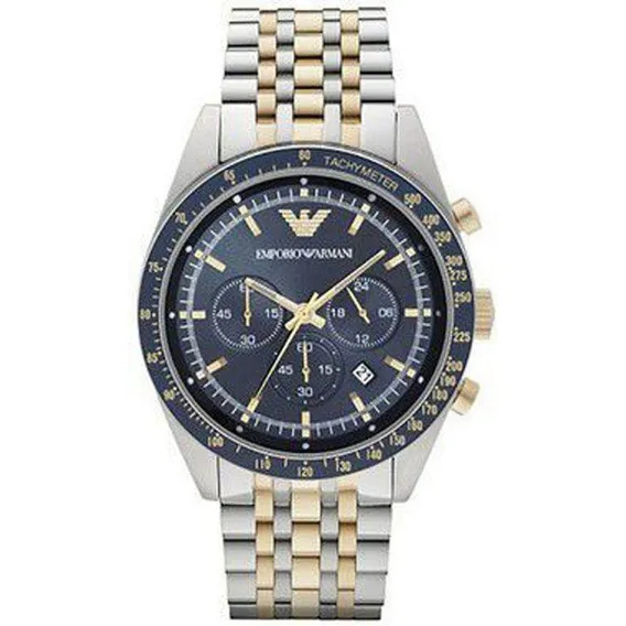 Relógio Empório Armani Ar6088 Dois Tons Dial Azul Foto 1