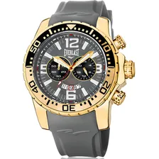 Relógio Everlast Pulseira Silicone E650 Masc Cinza+dourado Foto  mini 1