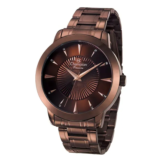 Relogio Feminino Champion Chocolate Com Pedra Strass Foto 1