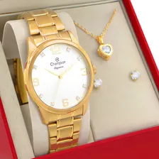 Relógio Feminino Champion Dourado Azul Com Pulseira Berloque Foto mini 4