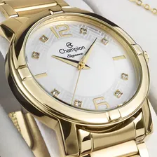 Rel贸gio Feminino Champion Dourado Kit Colar Brincos Cn25252w Foto mini 4