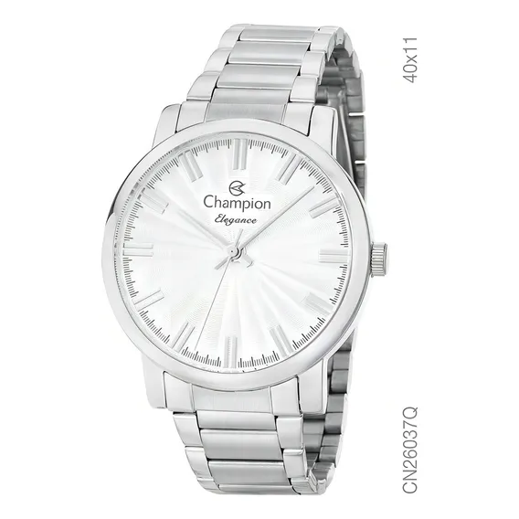 Rel贸gio Feminino Champion Prateado Original Grande Cn26037q Foto 1