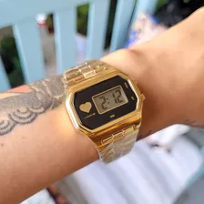 Relogio Feminino Digital Quadrado Dourado Lince Foto mini 4