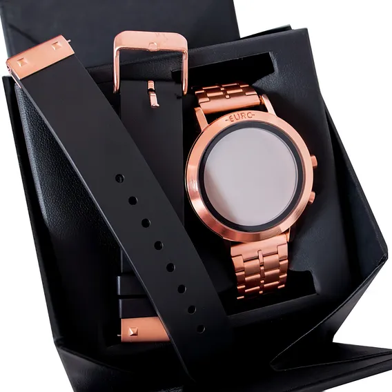Rel贸gio Feminino Euro Original Fashion Fit Rose Ou Dourado Foto 1