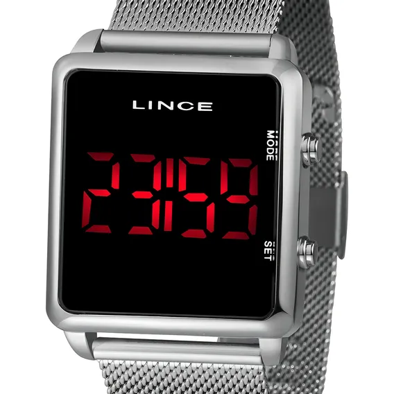 Rel贸gio Feminino Lince Mdm4596l Pxsx Digital Prata Quadrado Foto 1