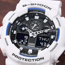 Rel贸gio G-Shock GA-100B-7ADR Casio com corpo branco, anal贸gico-digital Foto mini 4