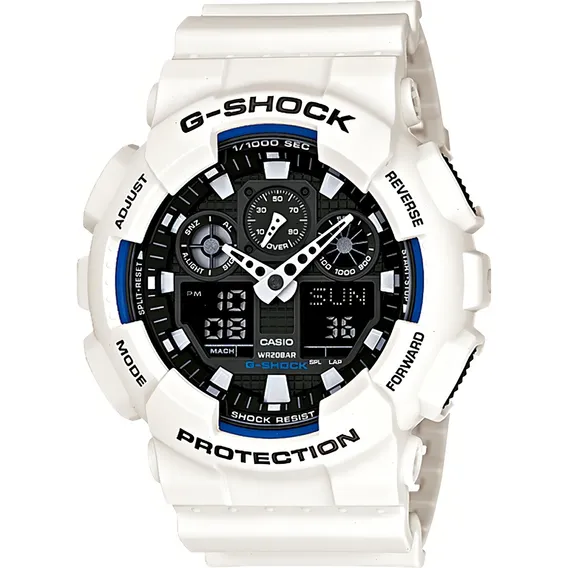 Rel贸gio G-Shock GA-100B-7ADR Casio com corpo branco, anal贸gico-digital Foto 1
