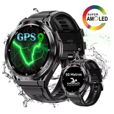 Relógio Inteligente GPS, Tela Amoled HD 466*466, Smartwatch Relógios Masculino com GPS, Feminino Smartwatch para Android, Ios, IP68 à prova d'água, Preto Foto  mini 1