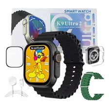 Rel贸gio Inteligente Smart Watch K9 Ultra 2 Caixa Preto Pulseira Preto Bisel Preto Desenho da pulseira Mesh Foto mini 2