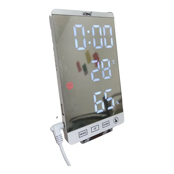 Relógio Led Digital Parede/mesa Espelhado P/ Escritorio Le Foto 1