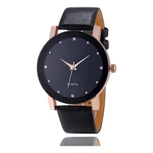 Relógio Luxo Feminino Casual Rosé Couro Sport Preto Intimes Foto mini 3