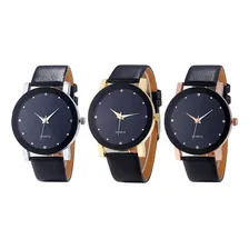 Relógio Luxo Feminino Casual Rosé Couro Sport Preto Intimes Foto mini 2