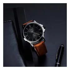 Rel贸gio Luxo Korps 1319 Diamante Negro Pulseira Couro Marrom Foto mini 4