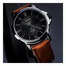 Rel贸gio Luxo Korps 1319 Diamante Negro Pulseira Couro Marrom Foto mini 2