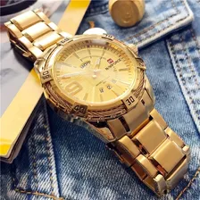 Relogio Luxo Naviforce 9117 Pronta Original Cor Da Correia Dourado Foto mini 4