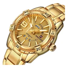 Relogio Luxo Naviforce 9117 Pronta Original Cor Da Correia Dourado Foto mini 2