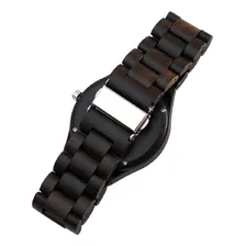Rel贸gio masculino anal贸gico, rel贸gio masculino, madeira, preto, laranja Foto mini 3