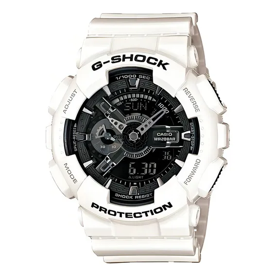 Relógio Masculino Casio G-shock Ga-110gw-7adr Original + Cor Da Correia Branco Foto 1