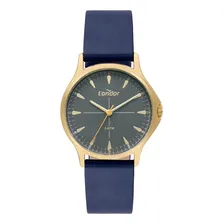 Relogio Masculino Condor Azul Pulseira Couro Foto  mini 1
