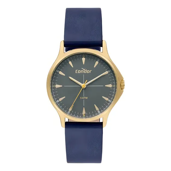Relogio Masculino Condor Azul Pulseira Couro Foto 1