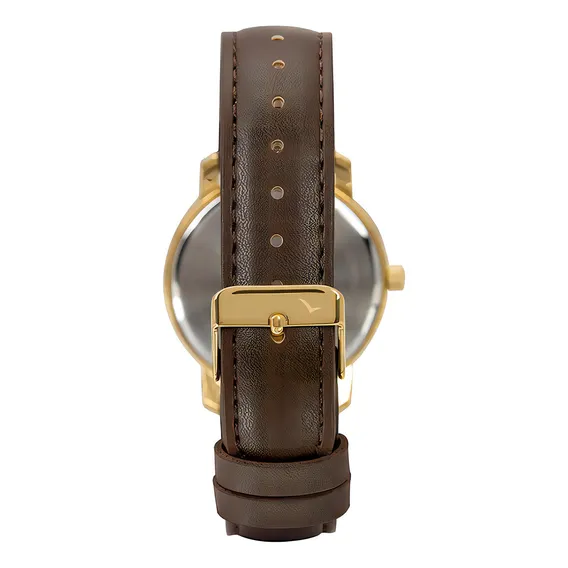 Relógio Masculino Condor Social Dourado Pulseira Em Couro Foto 1