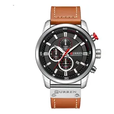 Rel贸gio Masculino Curren Esporte Pulseira Couro Preto 8291 Foto mini 1