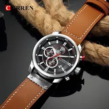 Rel贸gio Masculino Curren Esporte Pulseira Couro Preto 8291 Foto mini 4